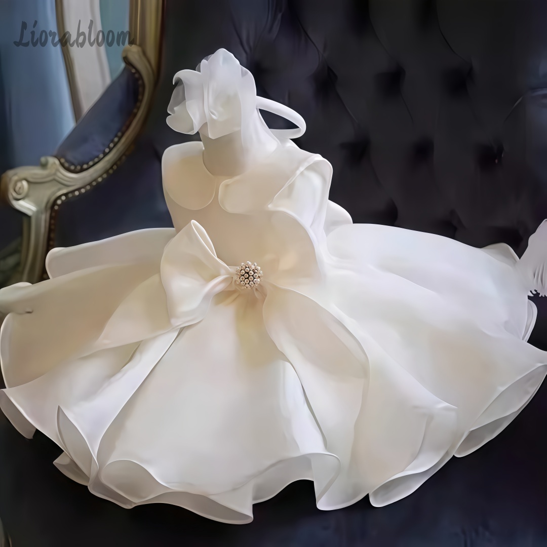 Formal Attire Woman - White Pearl Embellished Dress Wedding Flower