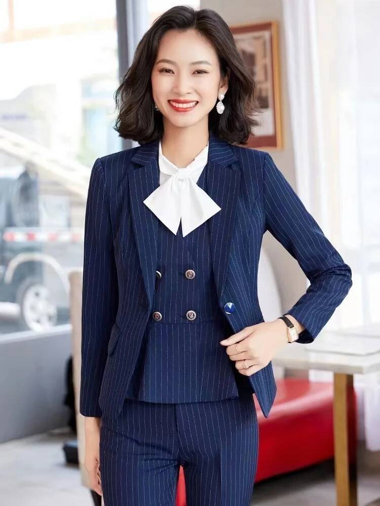 Women'S Formal Wear Pantsuits - Fashion Striped Formal Business Suits Women
