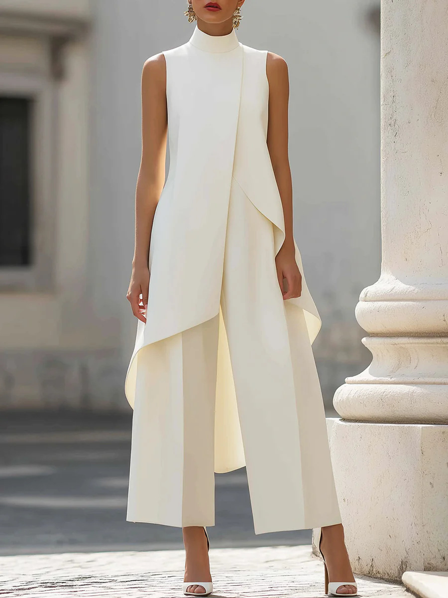 Formal Attire Woman - Women's Solid Color Two Piece Sleeveless