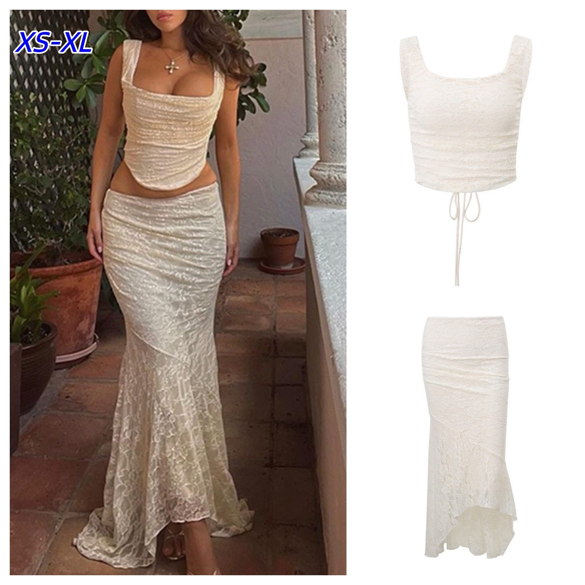 White Lace Vintage Sexy Two Pi - огляд і ціна Women Formal Wear For Summer