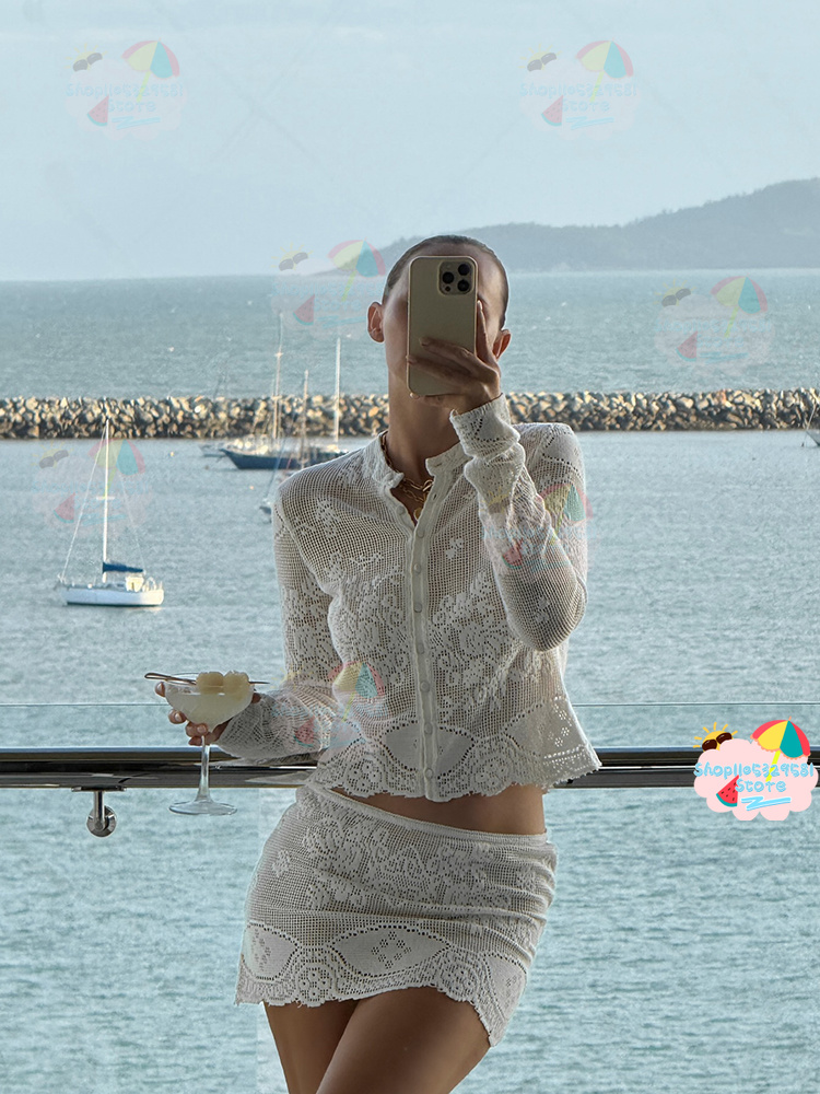 White Floral Hollow Crochet Tw - огляд і ціна Women'S Holiday Formal Wear