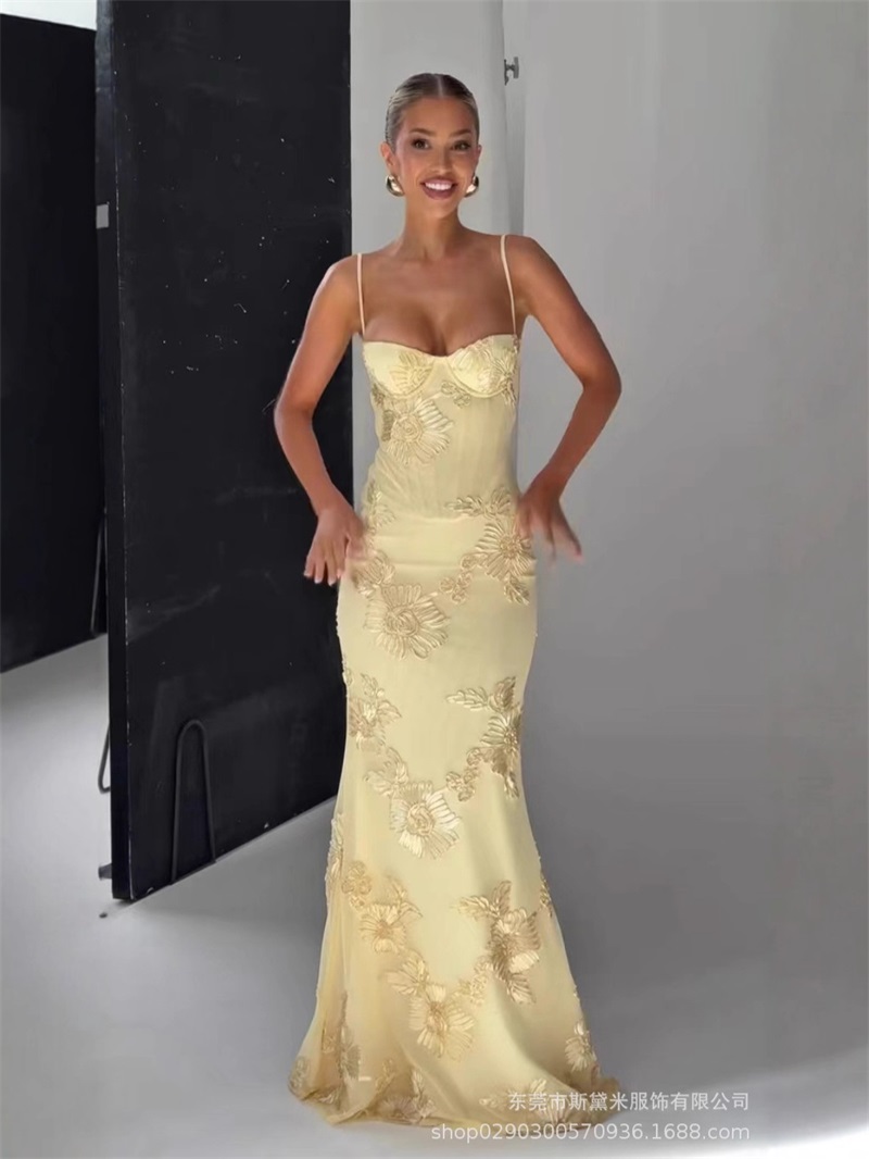 Yellow Embroidery Women Prom D - огляд і ціна Women'S Holiday Formal Wear