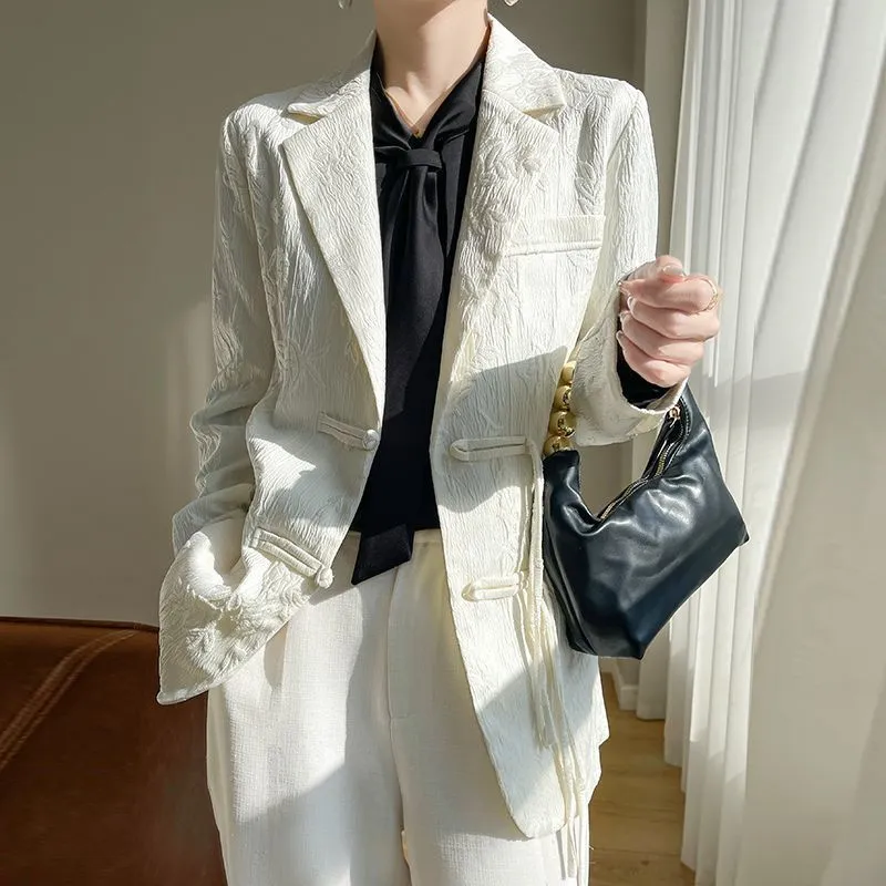 Women's White Textured Blazer  - огляд і ціна Women Formal Wear With Blazer