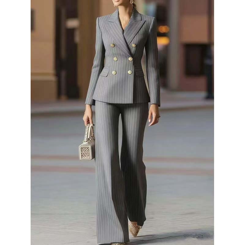 Autumn Pant Suit Women Striped - огляд і ціна Women Formal Wear With Blazer