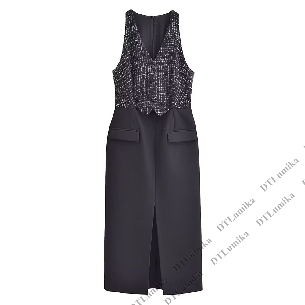 Tweed & Crepe Contrast Dress,  - огляд і ціна Women Formal Wear Look
